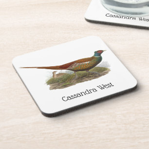 Vintage Fasan Jagdvogel Zeichnung Farbe Getränkeuntersetzer