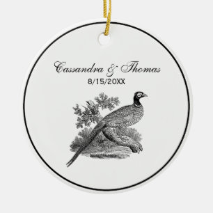 Vintage Fasan Jagdvogel Zeichnung SW Keramikornament