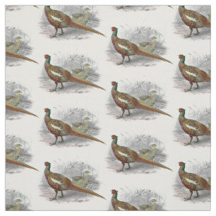 Vintage Fasan Wildvogel Zeichnung Farbe #2 Stoff