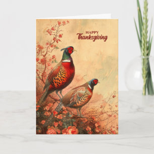 Vintage Fasane im Herbst Erntedank Feiertagskarte