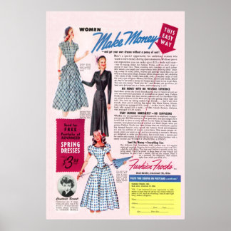 Vintage Fashion Frocks Ad von 1949 Poster