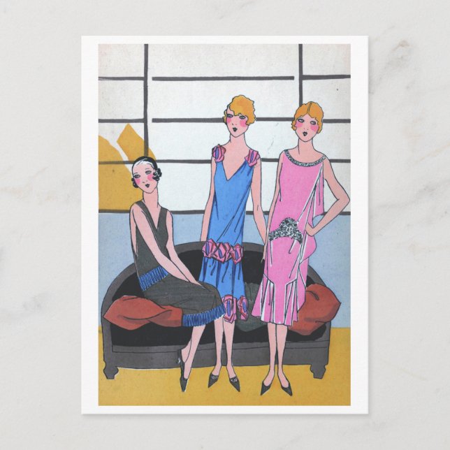 Vintage Fashion Holiday Postkarte (Vorderseite)