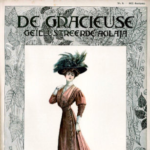 Vintage Fashion Illustration Lady Feather Hat Poster