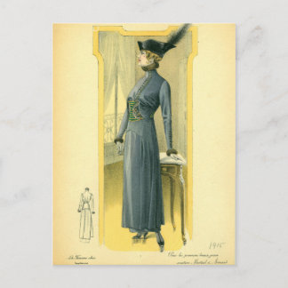 Vintage Fashion Sketch Postkarte
