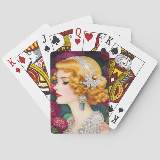 Vintage Fashionista Classic Playing Cards Spielkarten (Rückseite)