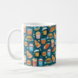 Vintage Fast Food Icons Nahtloses Muster. Wiederho Kaffeetasse