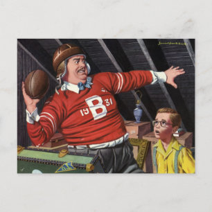 Vintage Father's Day, Sports Football Dad and Son Postkarte