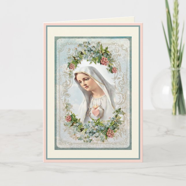 Vintage Fatima-Jungfrau Mary Katholic Mother Day Karte (Vorderseite)