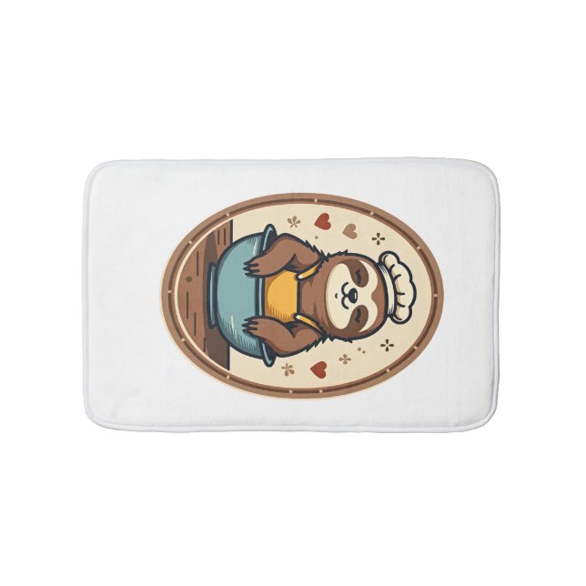 Vintage Faultier Bäcker Süße Retro-Backkunst 2 Badematte (Vorderseite)