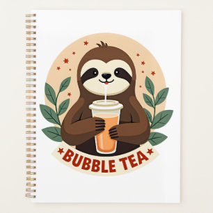 Vintage Faultier Bubble Tea Süße Retro-Tierkunst 2 Planer
