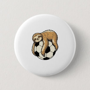 Vintage Faultier Fußball Cute Tier Shirt Design Button