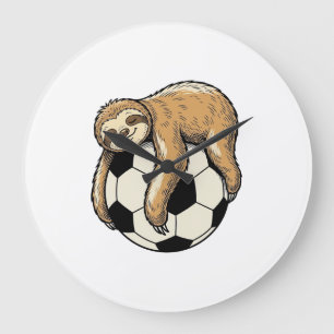 Vintage Faultier Fußball Cute Tier Shirt Design Große Wanduhr