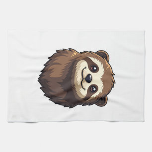 Vintage Faultier-Gesicht Retro-Wildlife-Grafik 2 Geschirrtuch