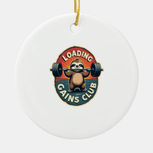Vintage Faultier Gym Humor Muskeln Installieren T- Keramik Ornament