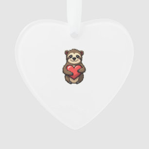 Vintage Faultier Herz Retro Liebe Tierkunst 2 Ornament