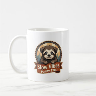 Vintage Faultier-Hund-Shirt Slow Vibes Welpenaugen Kaffeetasse