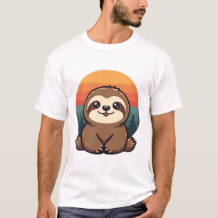 Vintage Faultier-Illustration Süße Retro-Tierkunst T-Shirt