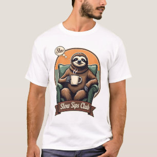 Vintage Faultier Kaffee-Shirt Ruhiger Morgen Humor T-Shirt