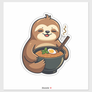 Vintage Faultier Ramen-Nudel-Liebhaber-Kunst 2 Aufkleber