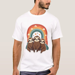 Vintage Faultier Regenbogen Retro Süße Tierkunst 2 T-Shirt