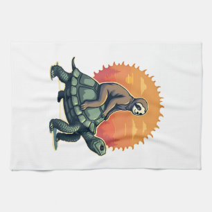 Vintage Faultier Schildkröte Retro-Tier-Fahrt-Shir Geschirrtuch