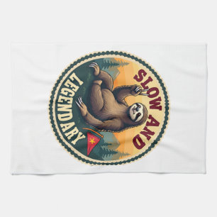 Vintage Faultier-Shirt Lustig Retro Langsam und Le Geschirrtuch