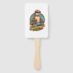 Vintage Faultier Sommer Retro-Strand-Vibes Design Fächer