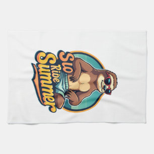Vintage Faultier Sommer Retro-Strand-Vibes Design  Geschirrtuch