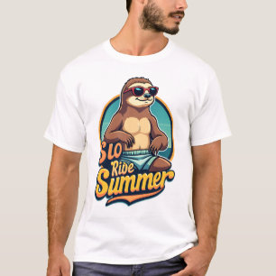 Vintage Faultier Sommer Retro-Strand-Vibes-Design T-Shirt