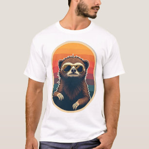 Vintage Faultier Sonnenbrille Retro Sonnenuntergan T-Shirt