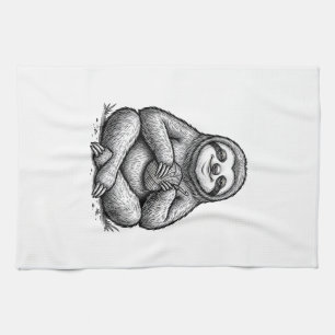 Vintage-Faultier-Strick-Stickerei-Shirt-Design_1 Geschirrtuch