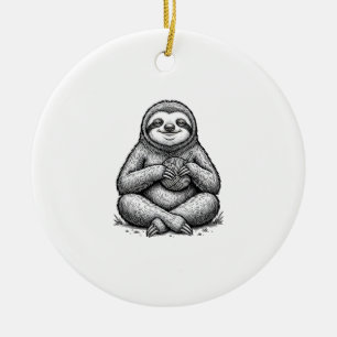 Vintage-Faultier-Strick-Stickerei-Shirt-Design_1 Keramik Ornament