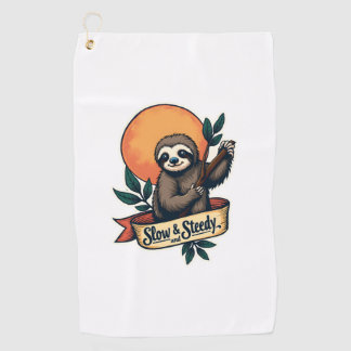 Vintage Faultier T-Shirt Langsam und Beständig Hum Golfhandtuch