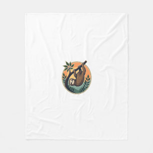 Vintage Faultier Vektor Retro-Wildlife-Abzeichen 2 Fleecedecke
