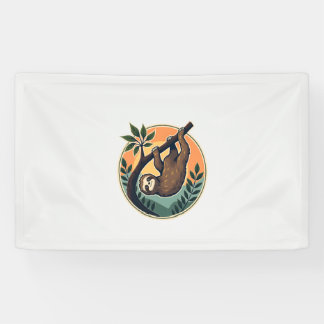Vintage Faultier Vektor Retro-Wildtier-Abzeichen 2 Banner