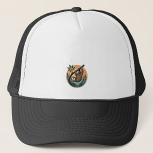 Vintage Faultier Vektor Retro-Wildtier-Abzeichen 2 Truckerkappe
