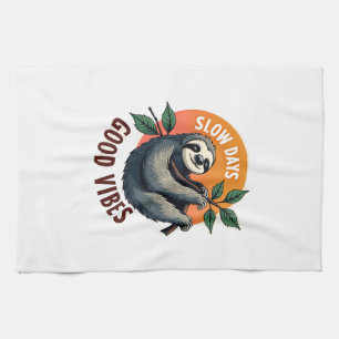 Vintage Faultier-Zitat Nimm dir Zeit Retro Art 2 Geschirrtuch