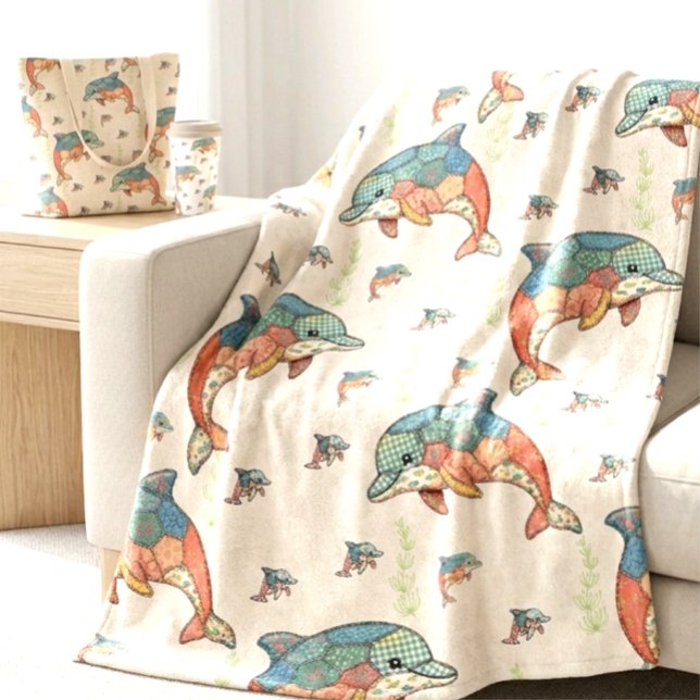 Vintage-Faux-Quilt-Patchwork-Delfin-Design  Fleecedecke (Von Creator hochgeladen)