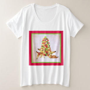 Vintage Fawns von Gumdrop Weihnachtsbaum Große Größe T-Shirt