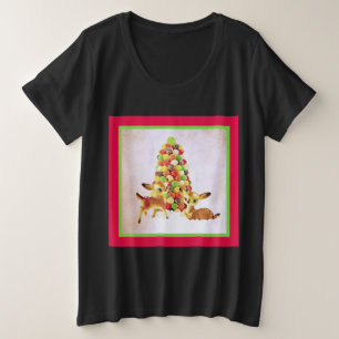 Vintage Fawns von Gumdrop Weihnachtsbaum Plus Größ Große Größe T-Shirt
