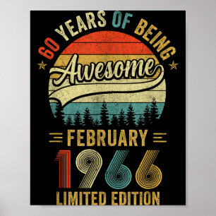 Vintage Februar 1966 Alt 60. Geburtstag Männer Fra Poster