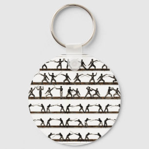 Vintage fechtende Anweisung Schlüsselanhänger