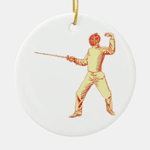 Vintage Fechter-Illustration Keramik Ornament