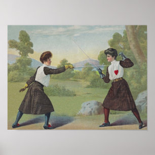 Vintage-Fechtkunst viktorianischer Druck. Poster