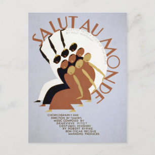 Vintage Federal Theatre Project Salut au Monde WPA Postkarte