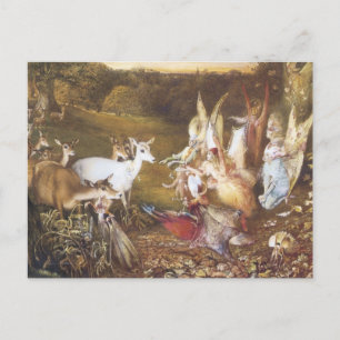 Vintage Fee Der verzauberte Wald Postkarte