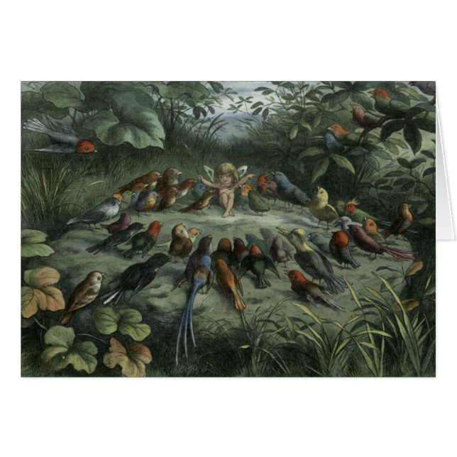 Vintage - Fee führt Singvögel an, (Vorderseite (Horizontal))