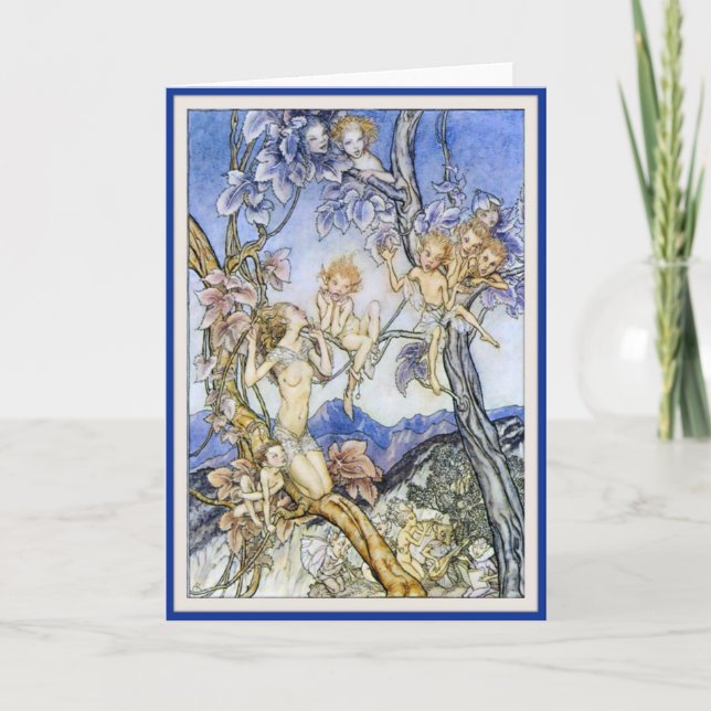 Vintage Fee u. Feen-Kinder - Gruß-Karte Karte (Vorderseite)