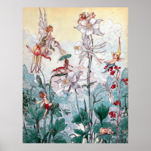 Vintage Feen am Spiel Poster