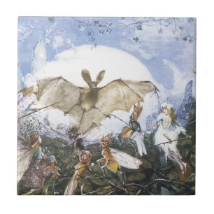 Vintage Feen, die einen Schläger in Angriff nehmen Fliese